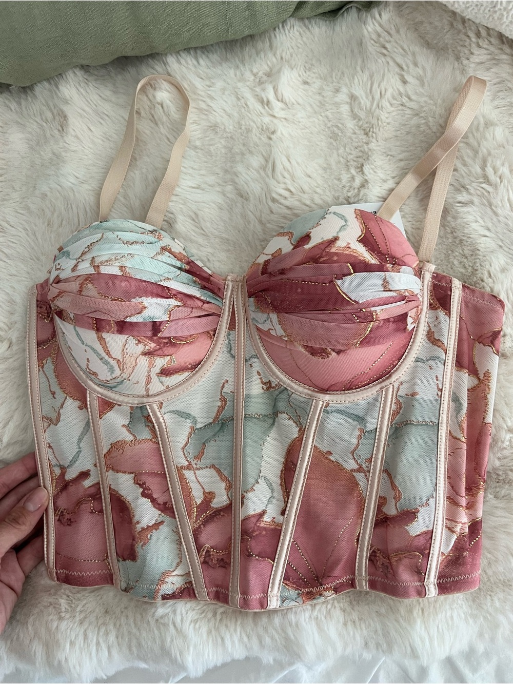 Floral print corset top